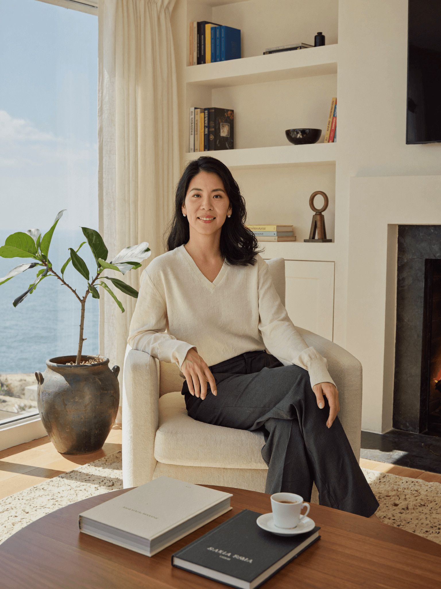 Eugene by fireplace