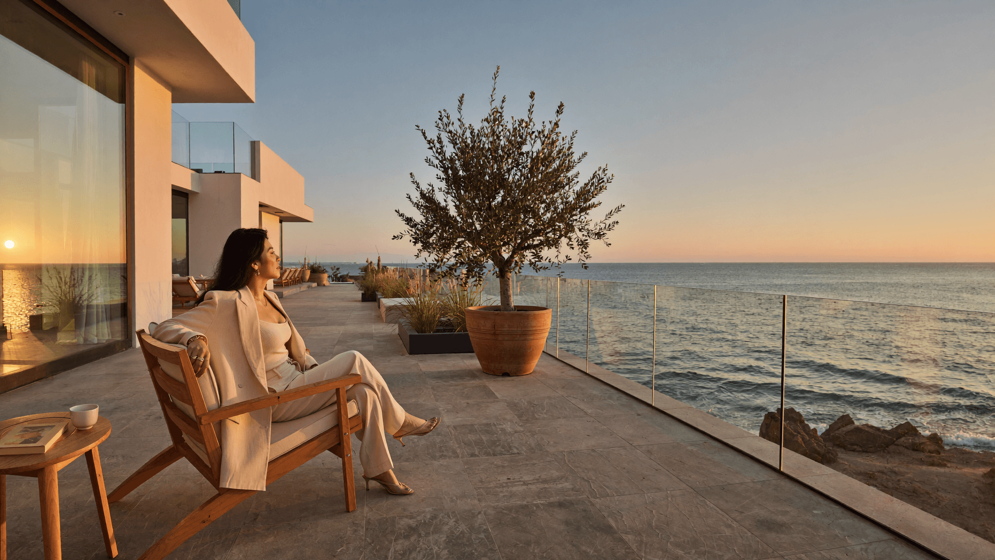 Eugene on private estate terrace overlooking the ocean